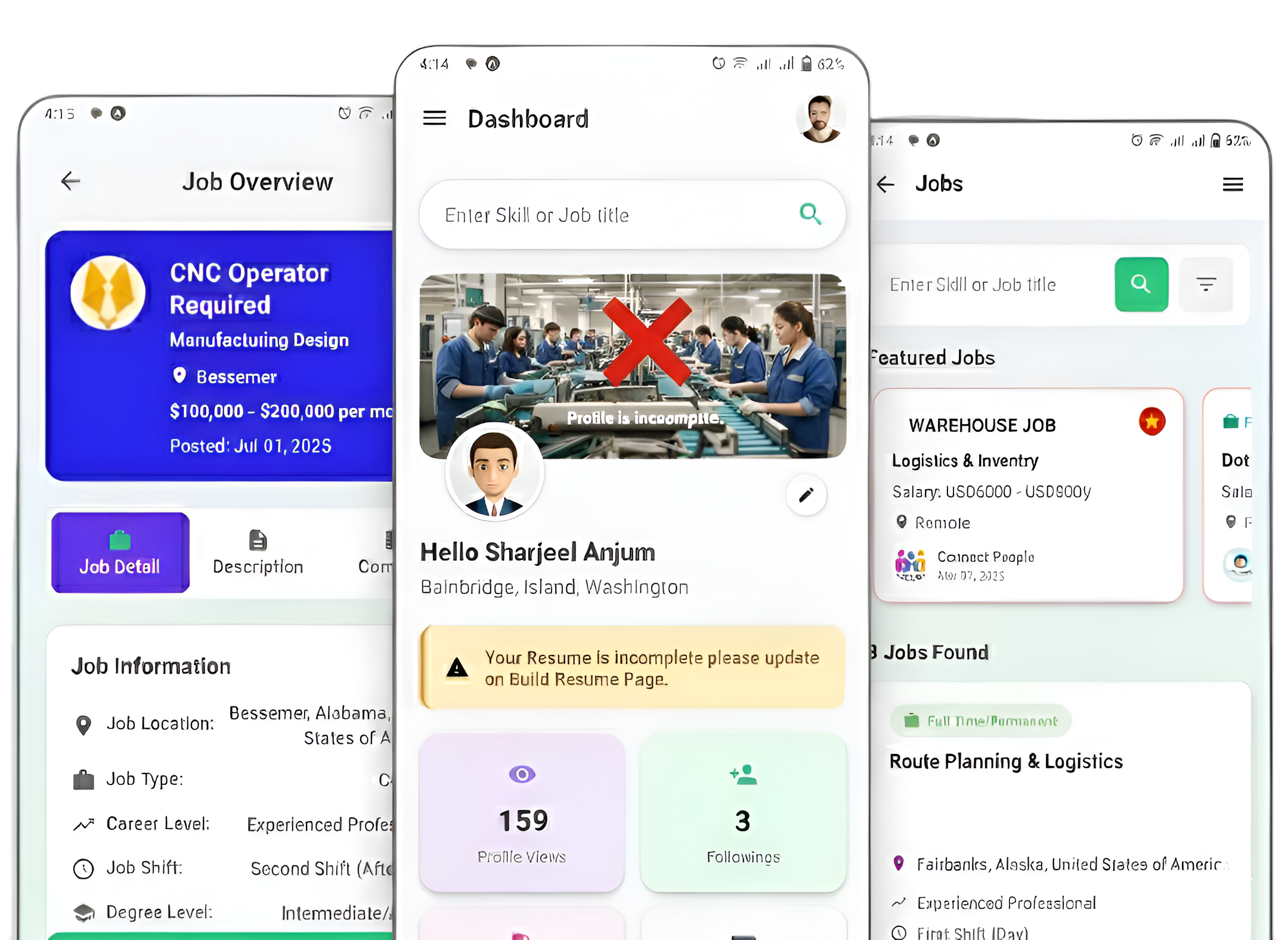 JobifyPL app screens
